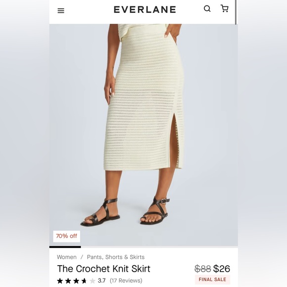 NWT Everlane Crochet Knit Skirt (M) - Picture 4 of 5